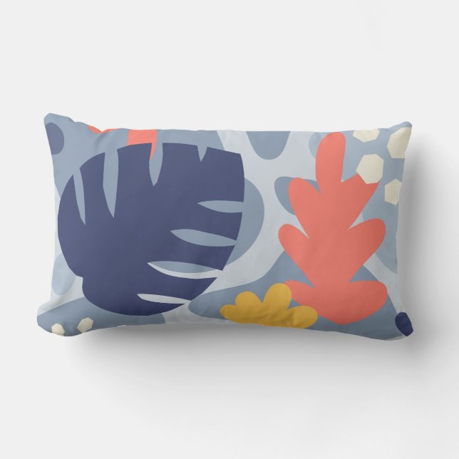 Mod Monstera Abstract Leaf Hawaiian Tropical - Blu Buitenkussen (Voorkant)