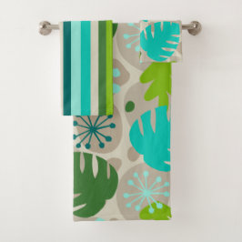 Mod Monstera Leaf Abstract Hawaiian Tropical Bad Handdoek