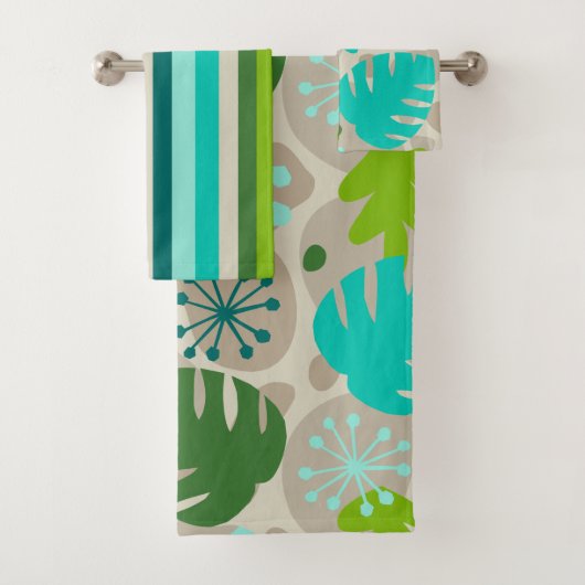 Mod Monstera Leaf Abstract Hawaiian Tropical Bad Handdoek (Insitu)