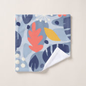 Mod Monstera Leaf Abstract Hawaiian Tropical - Bla Bad Handdoek (Wasdoekje)