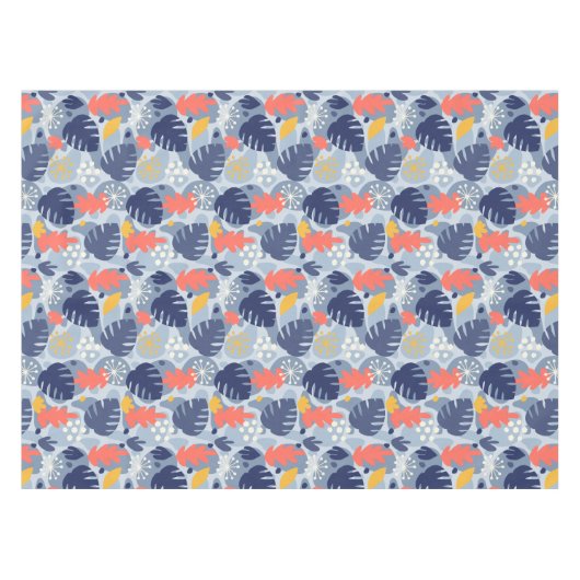 Mod Monstera Leaf Abstract Hawaiian Tropical - Bla Tafelkleed (Voorkant (Horizontaal))