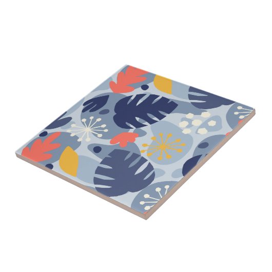 Mod Monstera Leaf Abstract Hawaiian Tropical - Bla Tegeltje (Zijkant)