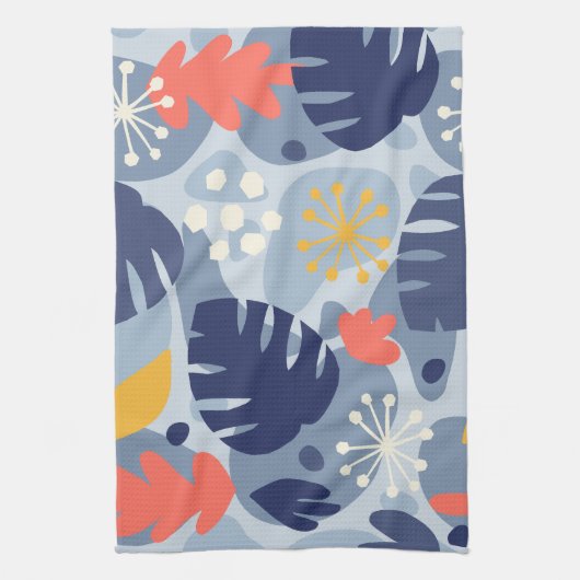 Mod Monstera Leaf Abstract Hawaiian Tropical - Bla Theedoek (Verticaal)