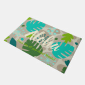 Mod Monstera Leaf Abstract Hawaiian Tropical Deurmat (Schuin)