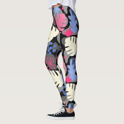 Mod Monstera Leaf Abstract Hawaiian Tropical - Gra Leggings (Links)