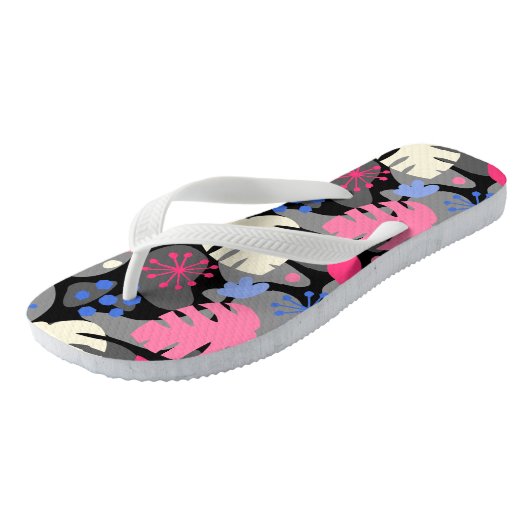Mod Monstera Leaf Abstract Hawaiian Tropical - Gra Teenslippers (Schuin)