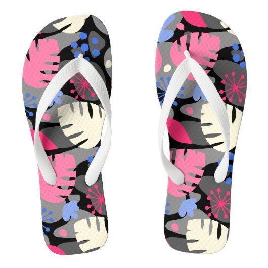 Mod Monstera Leaf Abstract Hawaiian Tropical - Gra Teenslippers (Voetbed)