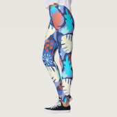 Mod Monstera Leaf Abstract Hawaiian Tropical Navy Leggings (Links)