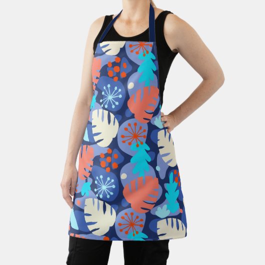 Mod Monstera Leaf Abstract Hawaiian Tropical Navy Schort (Insitu)