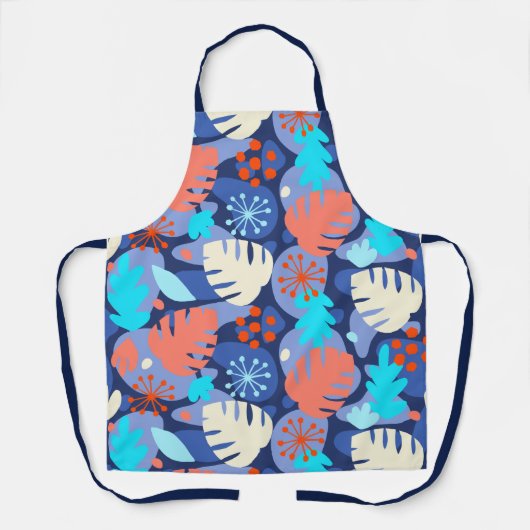 Mod Monstera Leaf Abstract Hawaiian Tropical Navy Schort (Voorkant)