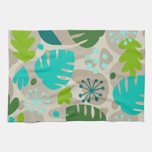 Mod Monstera Leaf Abstract Hawaiian Tropical Theedoek (Horizontaal)