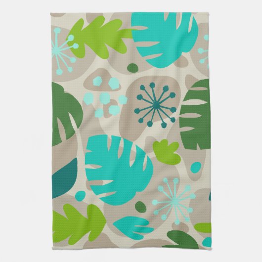 Mod Monstera Leaf Abstract Hawaiian Tropical Theedoek (Verticaal)