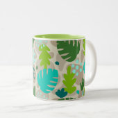 Mod Monstera Leaf Abstract Hawaiian Tropical Tweekleurige Koffiemok (Voorkant rechts)