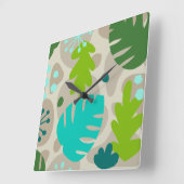 Mod Monstera Leaf Abstract Hawaiian Tropical Vierkante Klok (Hoek)