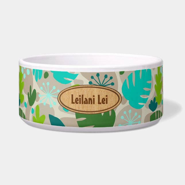 Mod Monstera Leaf Abstract Hawaiian Tropical Voerbakje (Voorkant)