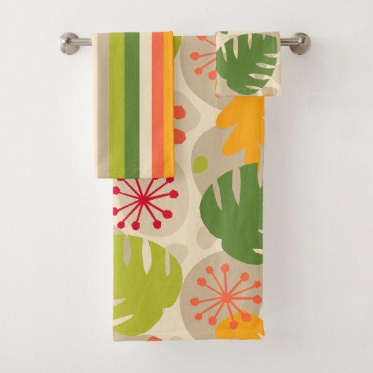 Mod Monstera Leaf Abstract Hawaiian Tropical - War Bad Handdoek (Insitu)
