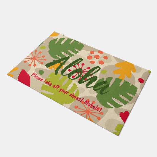 Mod Monstera Leaf Abstract Hawaiian Tropical - War Deurmat (Schuin)