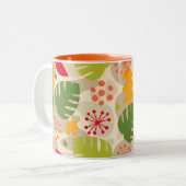 Mod Monstera Leaf Abstract Hawaiian Tropical - War Tweekleurige Koffiemok (Voorkant links)