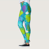 Mod Monstera Leaf Abstract Hawaiian Tropisch Blauw Leggings (Links)