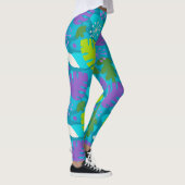 Mod Monstera Leaf Abstract Hawaiian Tropisch Blauw Leggings (Rechts)