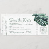 Mod Monstera Leaf Boarding Pass De datum opslaan Aankondiging (Voorkant / Achterkant)