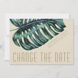 Mod Monstera Leaf Green en Tan New Changed Save The Date