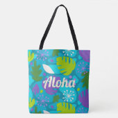 Mod Monstera Leaf Hawaiian Tropical Blauwgroen Bea Tote Bag (Voorkant)