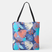 Mod Monstera Leaf Hawaiian Tropical Navy Beach Bag Tote Bag (Achterkant)
