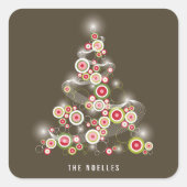 Mod Mousserende Rode Cirkels Abstracte kerstboom Vierkante Sticker (Voorkant)