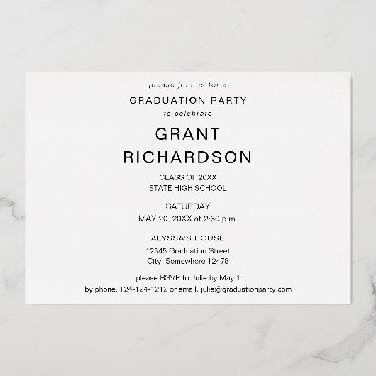 Mod Name Photo Graduation Party Folie Uitnodiging (Achterkant)