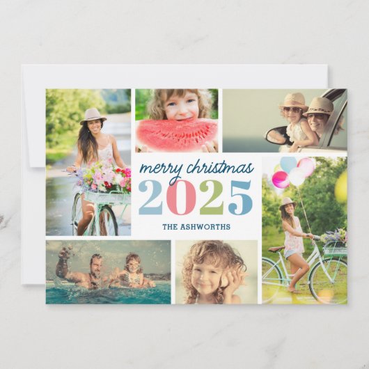 Mod Nieuwjaar 6 Fotocollage Vakantie Kaart (Voorkant)