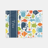 Mod Ocean Creatures, Zee dieren, nautische gewoont Fleece Deken (Voorkant (Horizontaal))