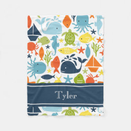 Mod Ocean Creatures, Zee dieren, nautische gewoont Fleece Deken