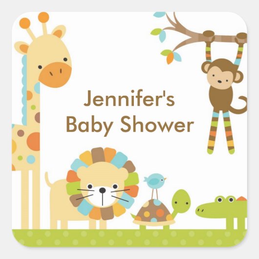 Mod Oerwoud Safari Baby shower Stickers (Voorkant)