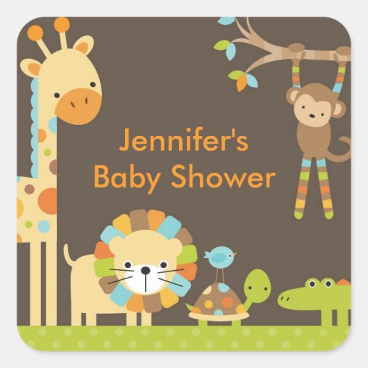Mod Oerwoud Safari Baby shower Stickers (Voorkant)