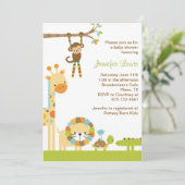 Mod Oerwoud Safari Baby shower Uitnodiging (Staand voorkant)