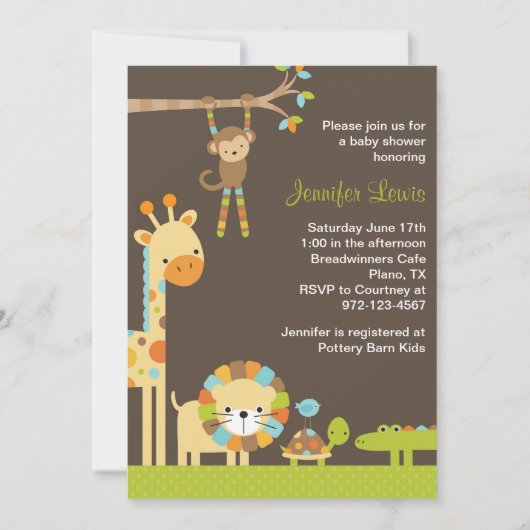 Mod Oerwoud Safari Baby shower Uitnodiging (Voorkant)