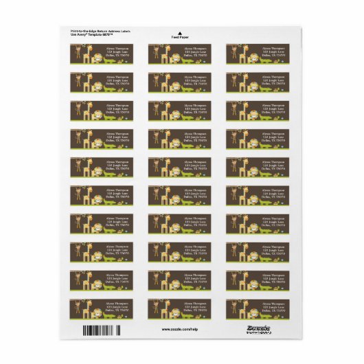 Mod Oerwoud Safari Return Address Labels (Full Sheet)