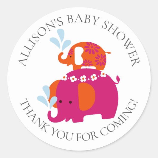 Mod Olifanten Baby shower Sticker (Voorkant)