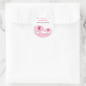 Mod Olifanten Roze Ronde Favor Sticker (Tas)
