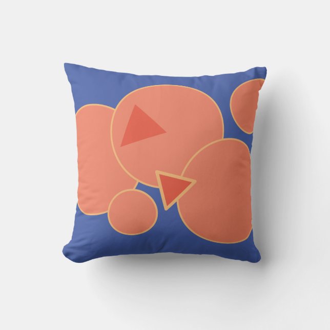 "Mod" Oranje bloesem en blauwe Kussensloop Accent  Kussen (Voorkant)