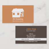 Mod oranje bruin Classy Real estate business cards Visitekaartje (Voorkant / Achterkant)