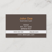 Mod oranje bruin Classy Real estate business cards Visitekaartje (Achterkant)
