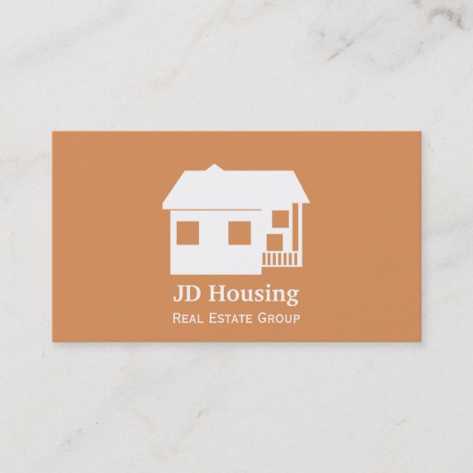 Mod oranje bruin Classy Real estate business cards Visitekaartje (Voorkant)