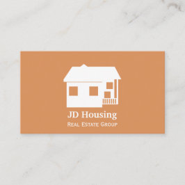 Mod oranje bruin Classy Real estate business cards Visitekaartje