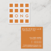 mod-oranje kwadraten vierkante visitekaartje (Voorkant / Achterkant)