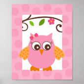 Mod Owl Flower Girls Nursery Wall Art Print (Voorkant)