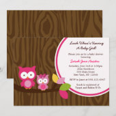 Mod Owl Girl Baby Shower Invitations Kaart (Voorkant / Achterkant)