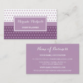 Mod Paars en White Polka Dots Event Planner Visitekaartje (Voorkant / Achterkant)