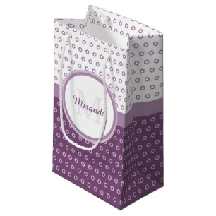 Mod Paars en White Polka Dots Monogram met naam Klein Cadeauzakje